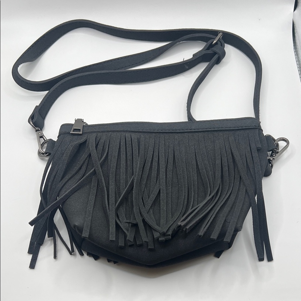 Elegant Black Fringe Crossbody Bag